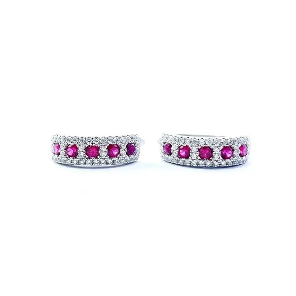 Earrings in white gold set with brilliant-cut rubies and brilliant-cut diamonds.