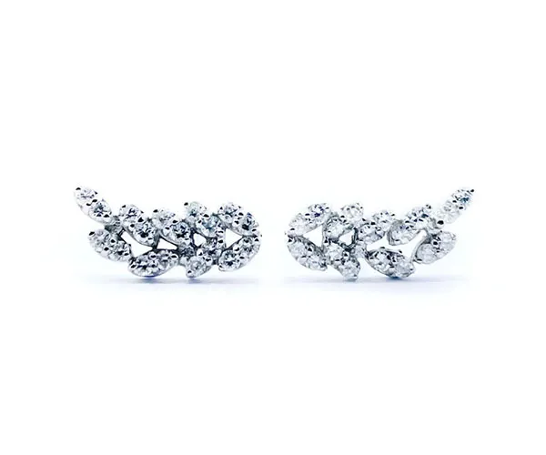 Earrings in white gold set with brilliant-cut diamonds. 