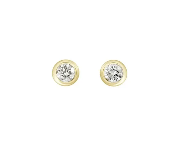Solitaire earrings in yellow gold set with brilliant-cut diamonds (0.30 total ct)
