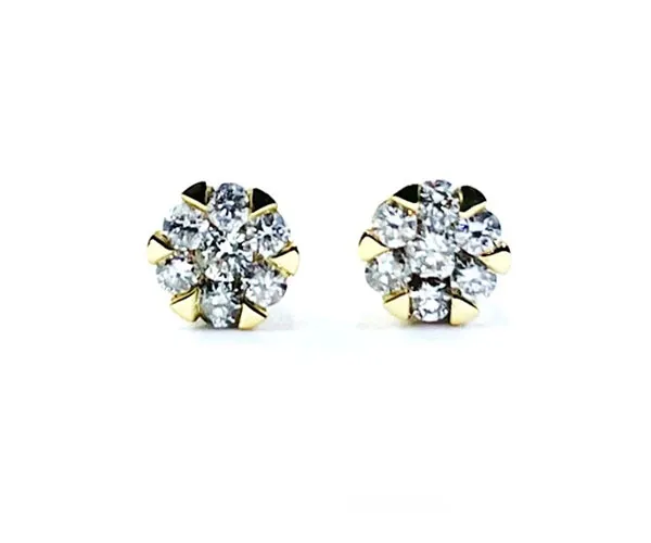 Earrings in yellow gold set with brilliant-cut diamonds