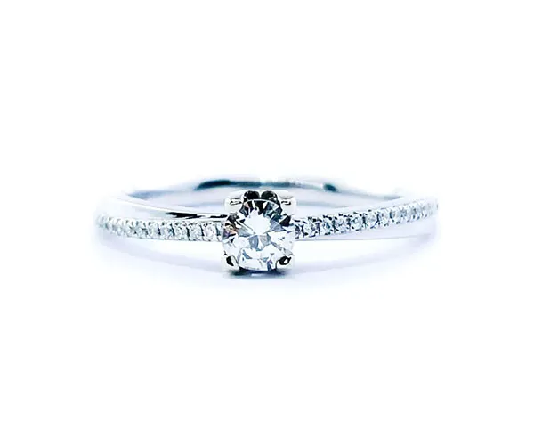 Engagement ring in white gold set with brilliant-cut diamond (0.19 ct, color I, clarity SI2).
