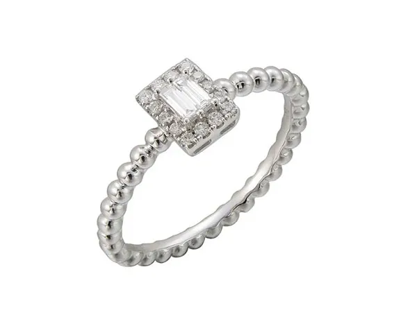 Ring in white gold set with brilliant-cut diamonds (0.155 ct).
