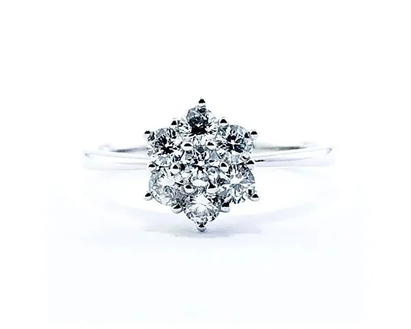 Ring in white gold set with brilliant-cut diamonds.