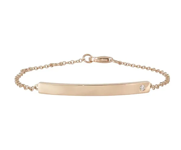 Bracelet in rose gold set with a brilliant-cut diamond.