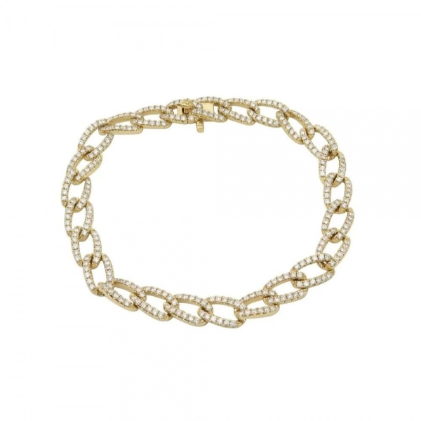 Bracelet in yellow gold set with brilliant-cut diamonds.